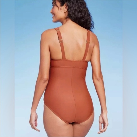 Kona Sol Rust Orange One-Piece Swimsuit NWT - Picture 2 of 8